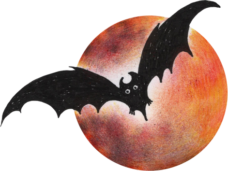 Bat and orange moon